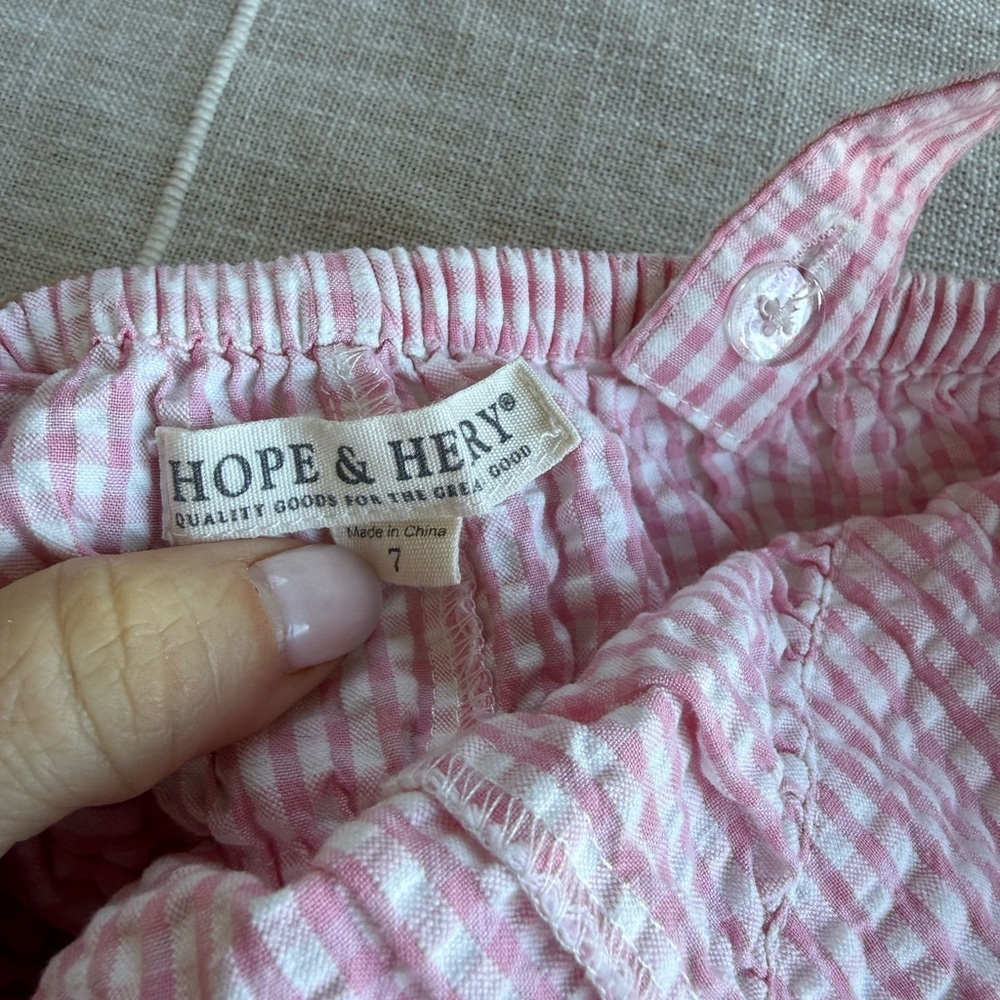 Hope & Henry Pink Gingham Jumpsuit size 7 - Picture 4 of 6